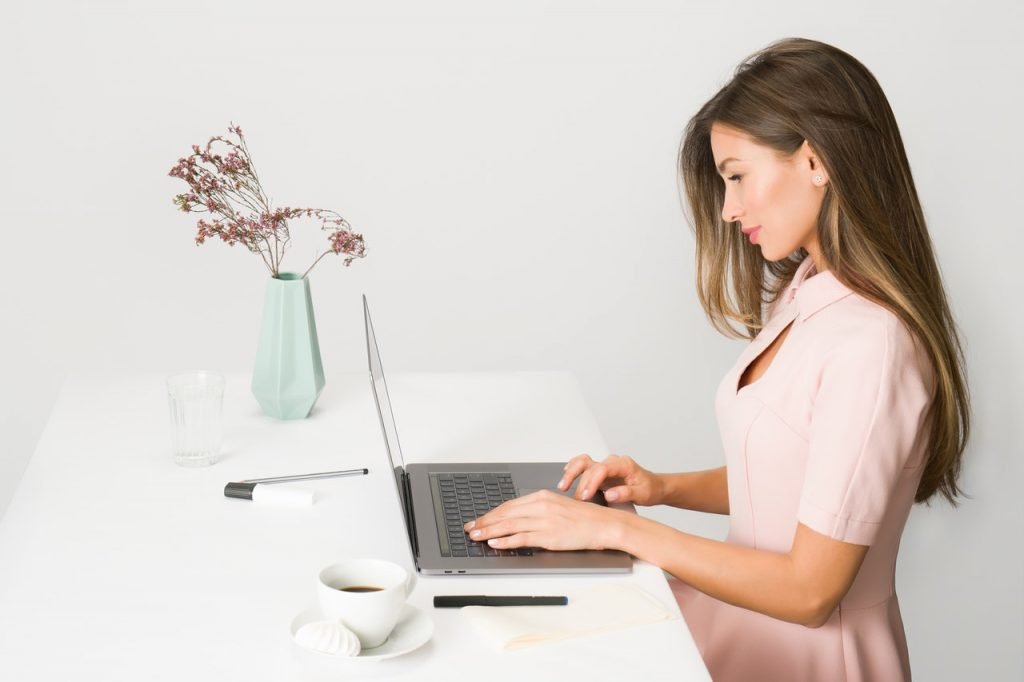 Woman working on laptop